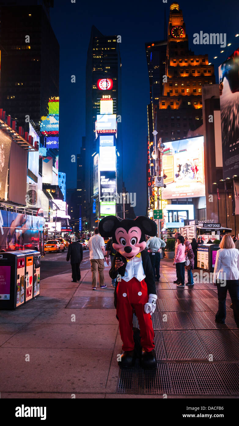 Mickey Mouse in Times Square at night, Manhattan, New York City, USA Stock  Photo - Alamy