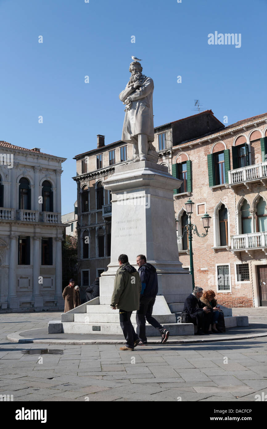 Nicolo Tommaseo, Statue, Campo Santo Stefano, Venice, Italy Stock Photo