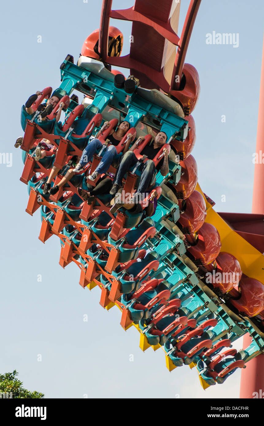 Silver Bullet roller coaster ride Knott's Berry Farm, Buena Park, California. Stock Photo
