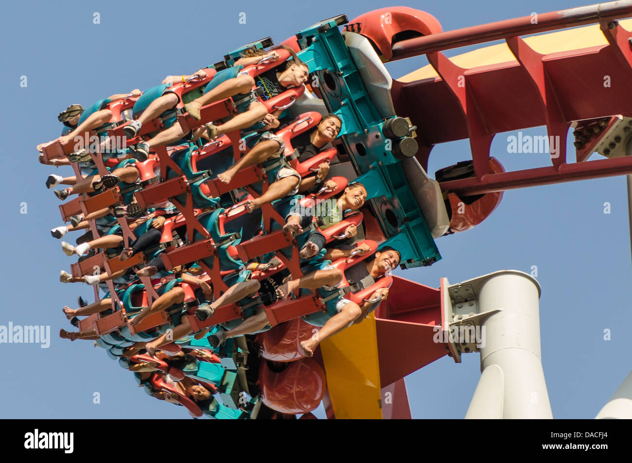 Silver Bullet roller coaster ride Knott's Berry Farm, Buena Park, California. Stock Photo