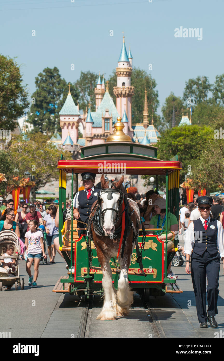 Horse tram streetcar Main street magic kingdom Disneyland, Anaheim