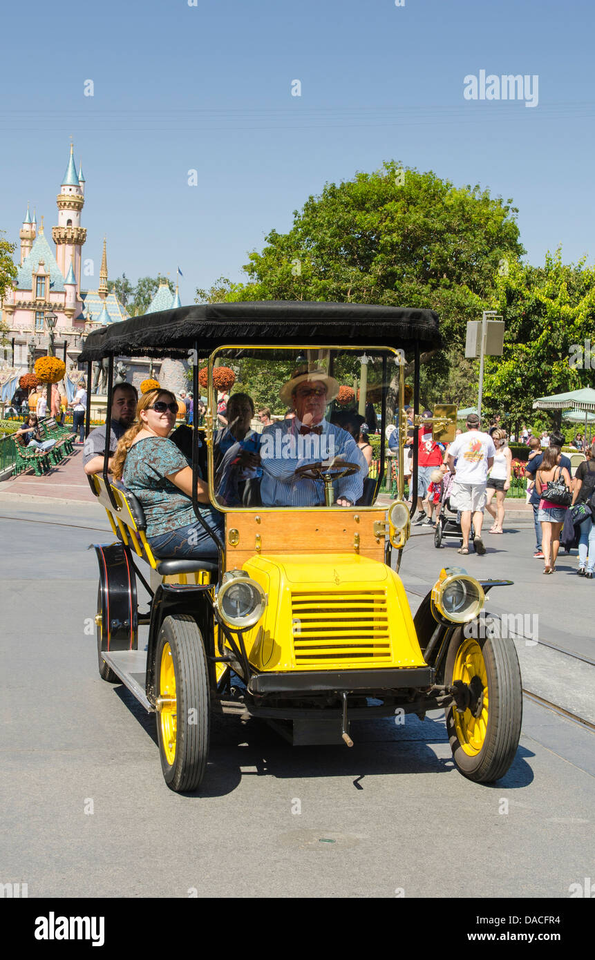 Main street car ride magic kingdom Disneyland, Anaheim, California. Stock Photo