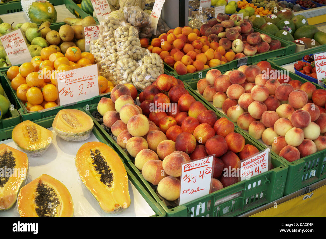 Fruit stand in Salzburg, Austria Fruit stand on University Square in Salzburg, Austria Stock