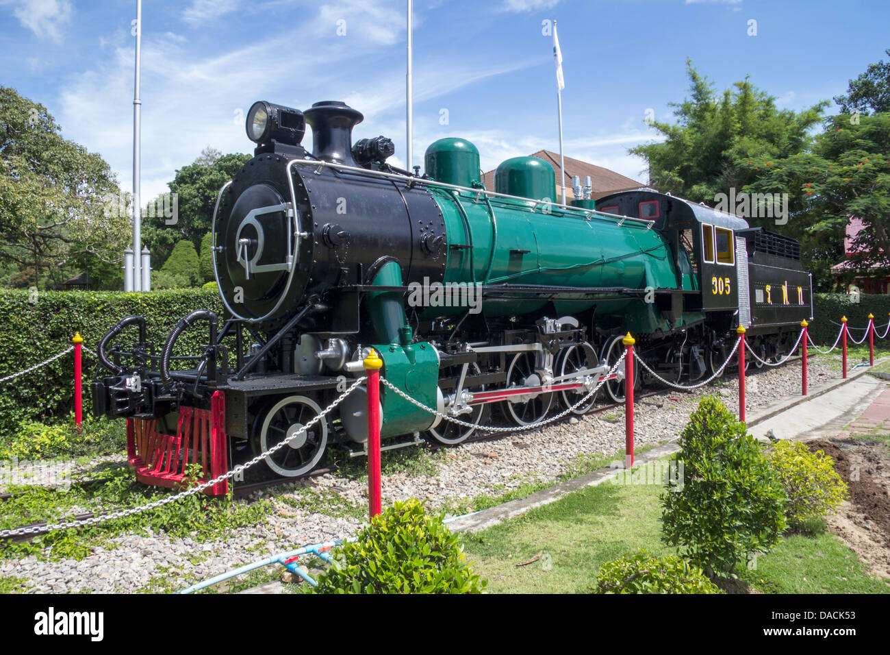 Old steam locomotive at Hua Hin station, Prachuap Khiri Khan province, Thailand Stock Photo