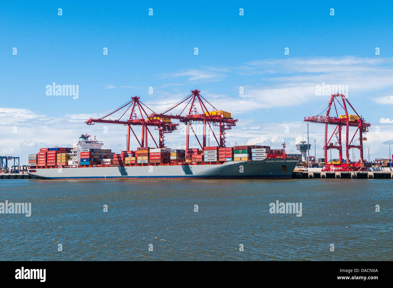 Unloading container ships, Port of Brisbane,Queensland, Australia Stock ...