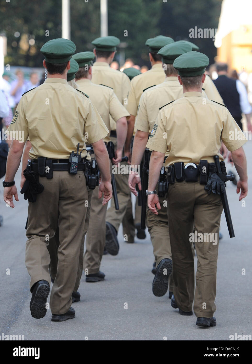 Police patrolls the Oktoberfest in Munich, Germany, 27 September 2011. Photo: Marc Mueller Stock Photo
