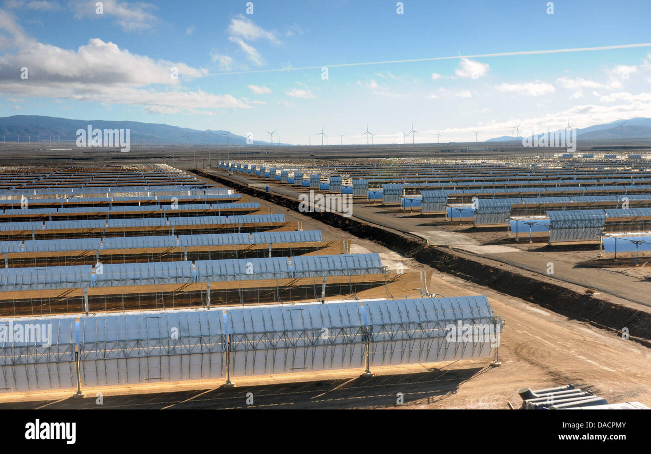 Andasol 3 solar thermal power station, developed by a German consotrium and  Europe's largest solar energy site, is ceremonialy opened near Aldeire,  Spain, 30 September 2011. This giant parabolic mirror focuses the
