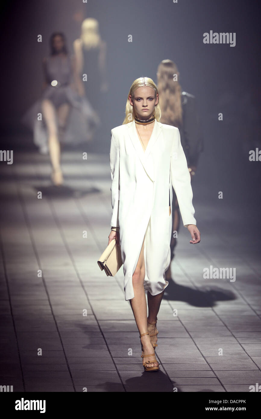 Models wear creations by Israeli designer Alber Elbaz for French label