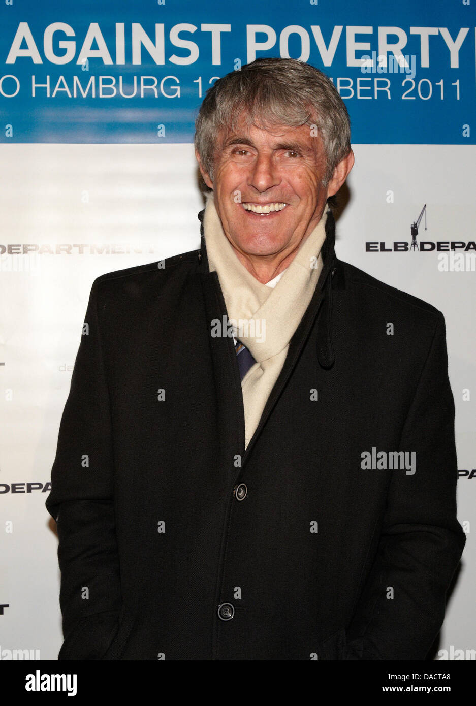 Bora Milutinovic arrives to the after match dinner at Weisses Haus restaurant after the 'Match Against Poverty' match in Hamburg, Germany, 13 December 2011. A selection of world soccer players including Ronaldo and Zinédine Zidane played Hamburg SV with a few additional all-stars to collect donations for the United Nations Development Programme (UNDP) for humanitary help to the Hor Stock Photo