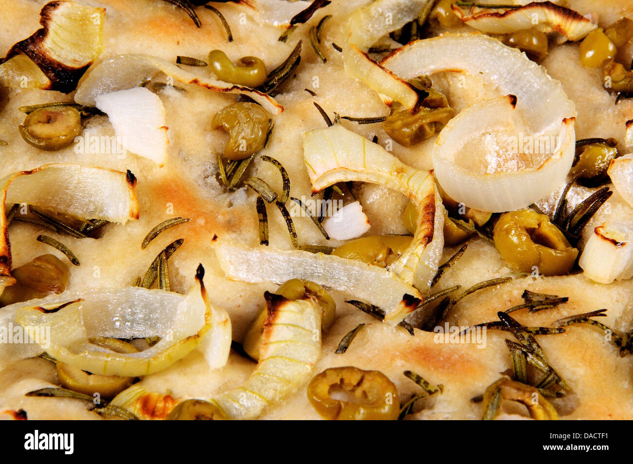 Italian Olive, onion and rosemary Focaccia bread Stock Photo Alamy