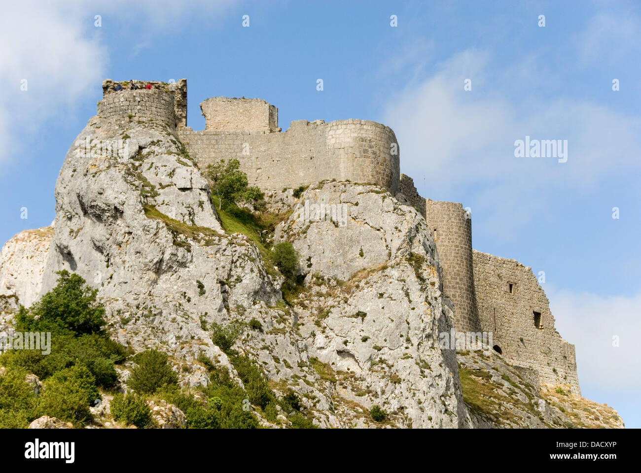 Chateau de Peyrepertuse, a Cathar castle, Languedoc, France, Europe Stock Photo