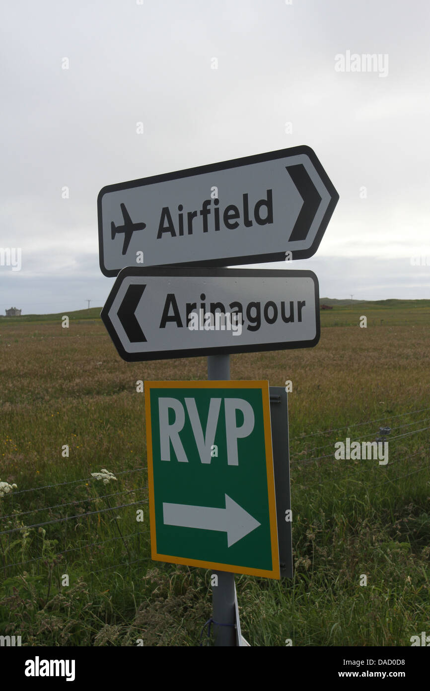 Sign post on Isle of Coll Scotland July 2013 Stock Photo - Alamy