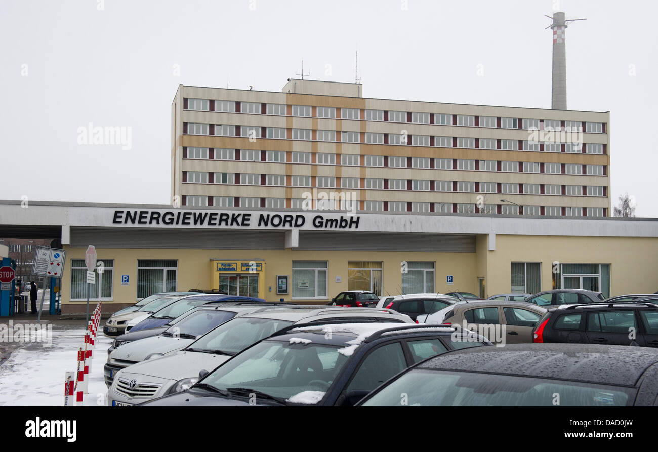 The administrative building of Energiewerke Nord GmbH (EWN) in Greifswald-Lubmin, Germany, 21 December 2011. EWN thinks a prolongued storage of nuclear waste beyond the year 2039 is becoming more and more likely. After a renewed start of attempts of the final disposal of nuclear waste a prolongued storage at the federally owned intermediate storage facility Zwischenlager Nord (ZLN) Stock Photo