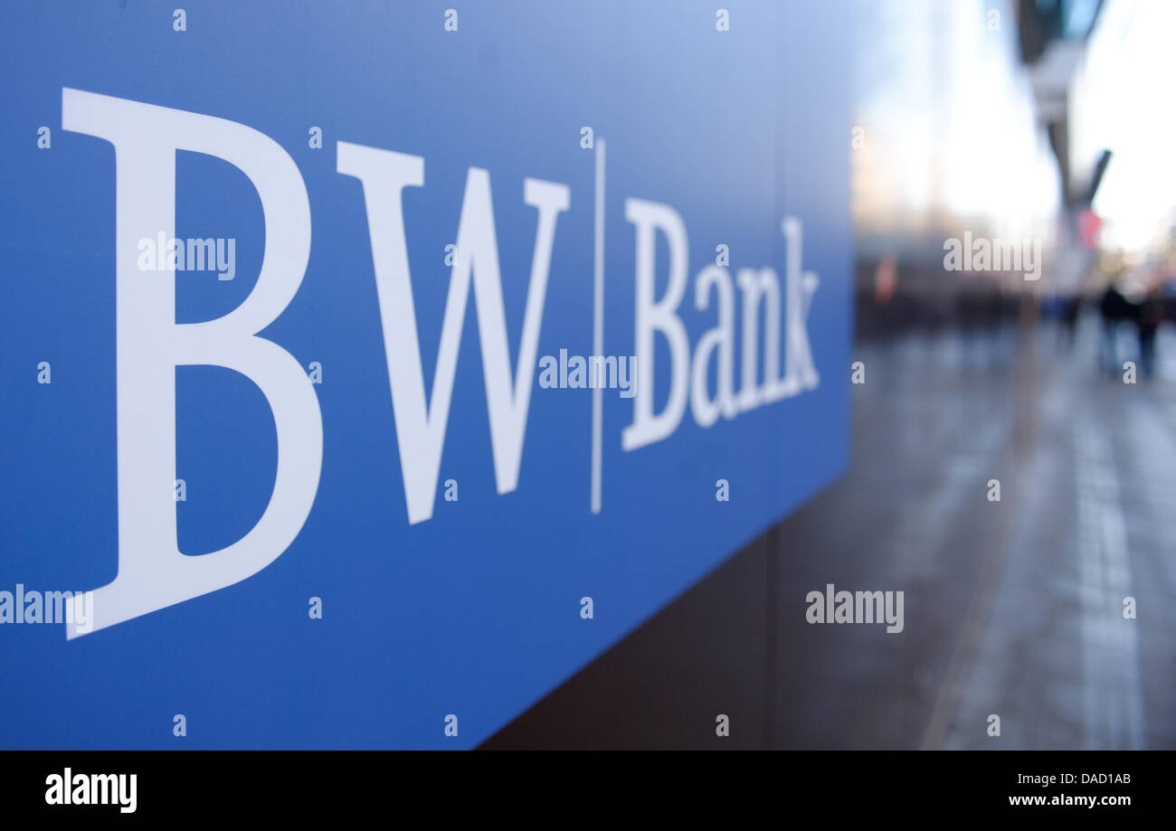 The logo of the BW-Bank pictured in Stuttgart, Germany, 30 December 2011. German entrepreneur Egon Geerkens established the contact between the bank and acting German President Christian Wulff for a loan on behalf of Wulff, the BW-Bank disclosed in Stuttgart, Friday, 30 December 2011. The bank further stated, that Wulff had got in touch with the bank in autumn 2009 on the recommend Stock Photo
