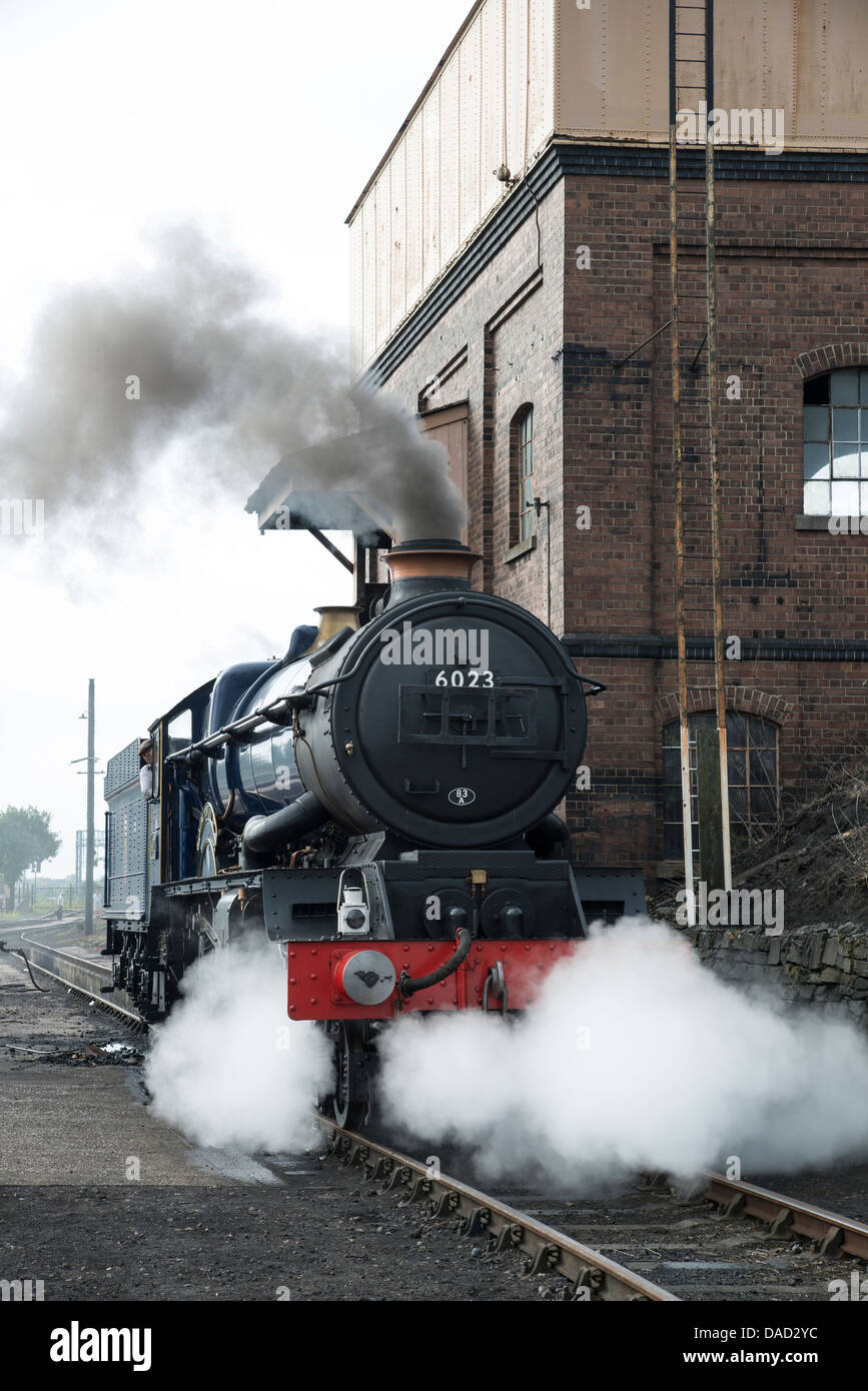 Historic Steam Locomotive 6023 King Edward II at the coaling station in Didcot Railway Centre. Stock Photo