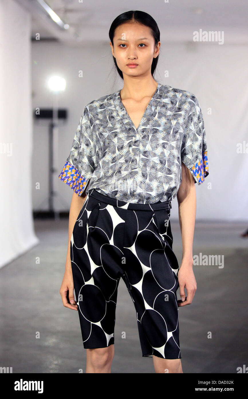 A model wears a creation by German designers Otto Droegsler and Joerg