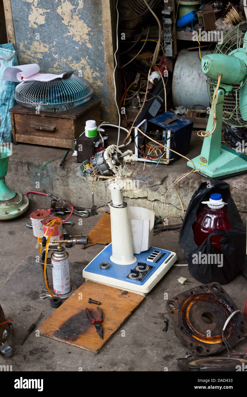 Shop for mechanical Spare Parts in the Old Quarter of Hanoi, Vietnam Stock Photo