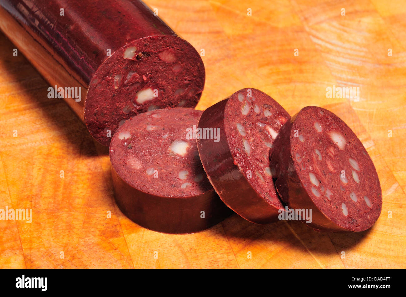 Black pudding sausage made from pig's blood Stock Photo Alamy