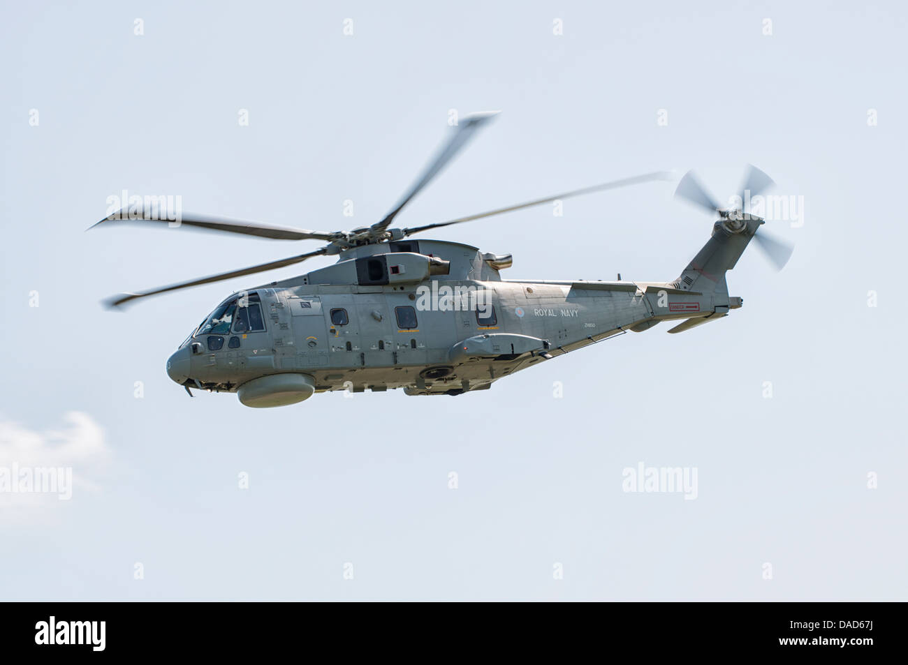 Royal Navy Helicopter an Augusta Westland Merlin EH-101 displays at the 2013 RAF Waddington Air Show Stock Photo