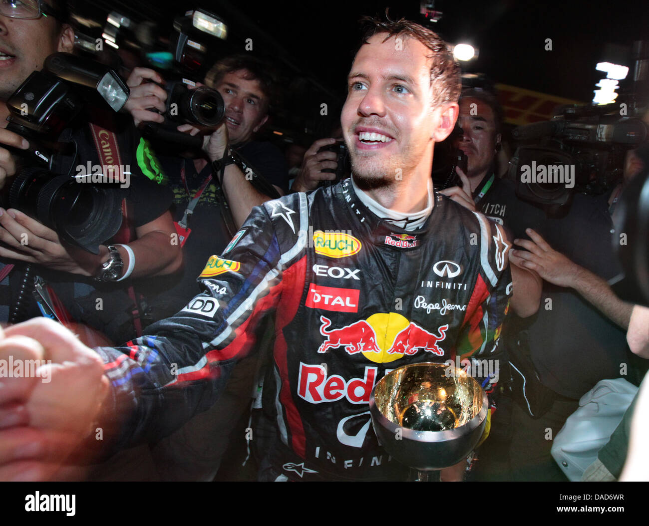 Vettel 2011 German Formula One driver Sebastian Vettel of Red Bull celebrates after ...