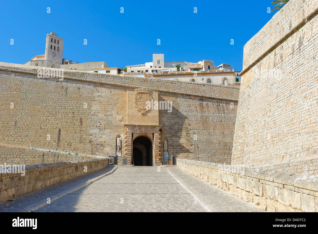 Fortified Ibiza Old Town (Dalt Vila), UNESCO World Heritage Site, Ibiza, Balearic Islands, Spain, Europe Stock Photo