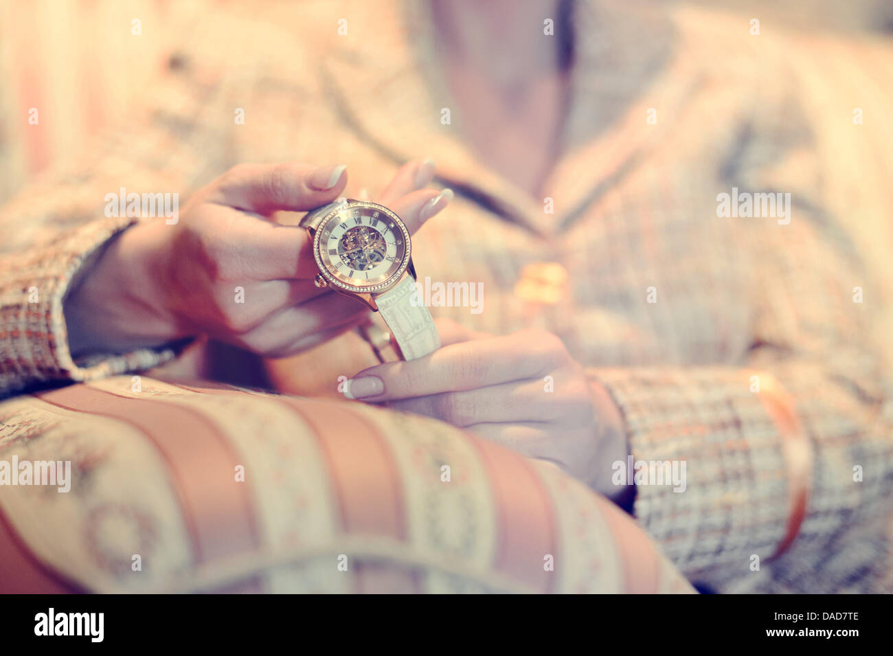 Luxury - Close up of woman with a wrist watch Stock Photo