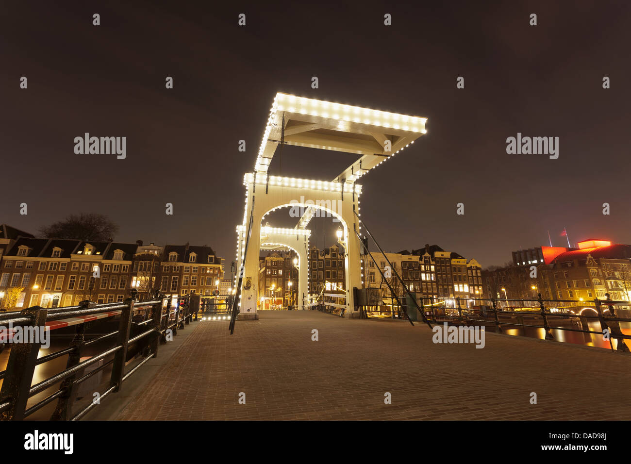 Magere Brug (Skinny Bridge), Amsterdam, Netherlands Stock Photo