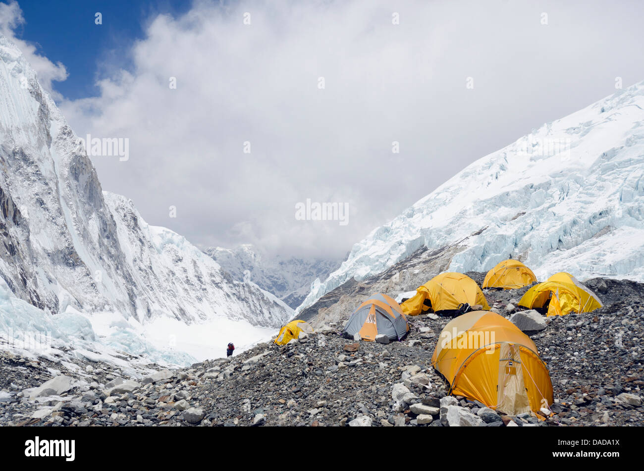 Tents at Camp 2 at 6500m on Mount Everest, Solu Khumbu Everest Region,  Sagarmatha National Park, UNESCO Site, Nepal Stock Photo - Alamy