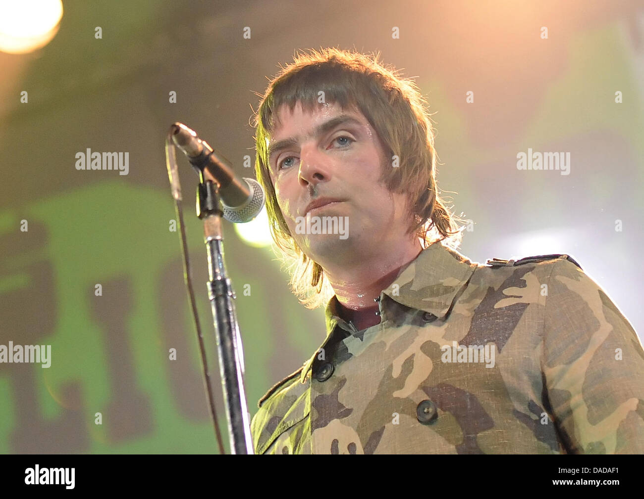 Singer Liam Gallagher of the British band Beady Eye gives a concert at the Columbiahalle in Berlin, Germany, 14 October 2011. The last four members of the band Oasis are now part of the rock band Beady Eye. Photo: Britta Pedersen Stock Photo