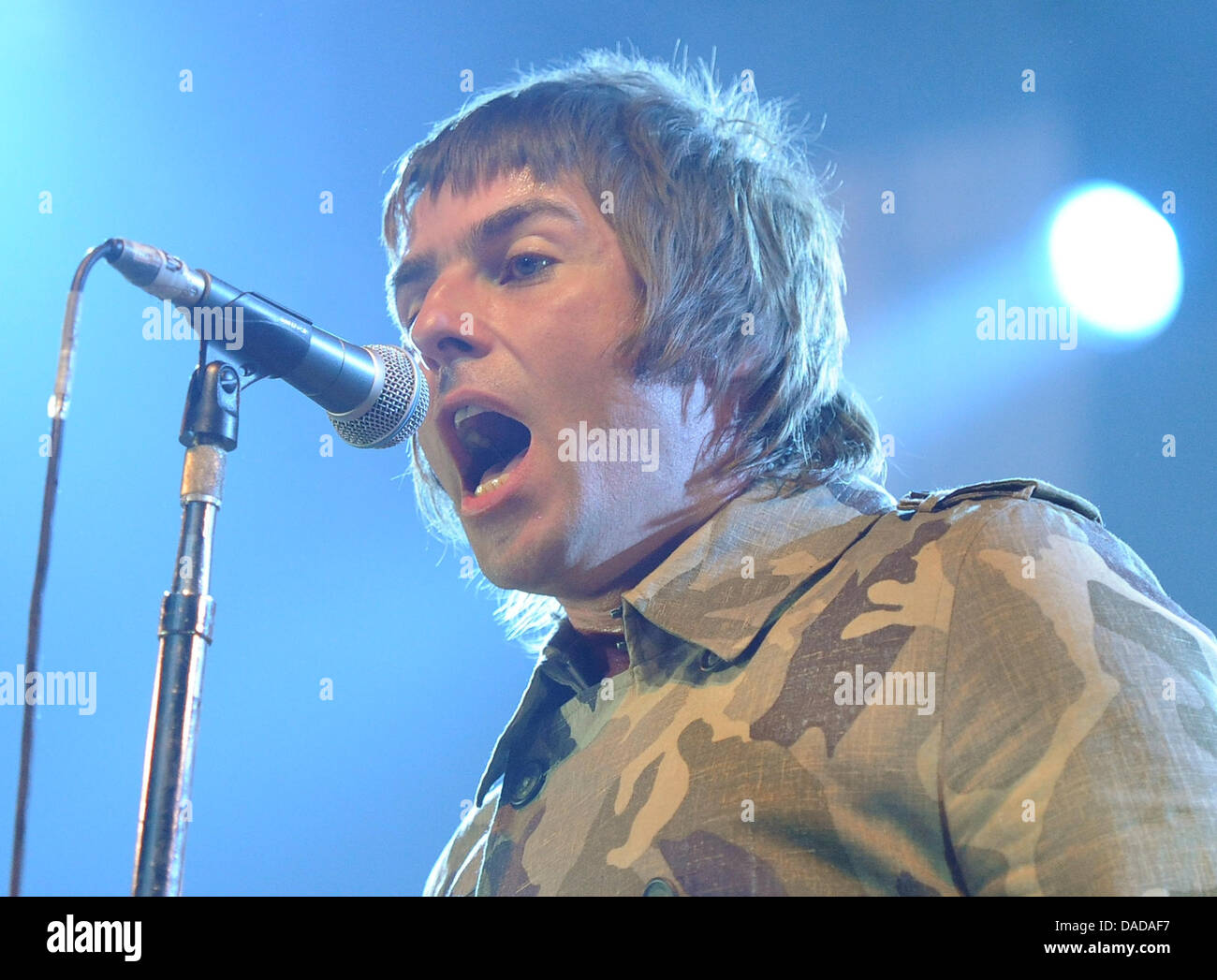 Singer Liam Gallagher of the British band Beady Eye gives a concert at the Columbiahalle in Berlin, Germany, 14 October 2011. The last four members of the band Oasis are now part of the rock band Beady Eye. Photo: Britta Pedersen Stock Photo