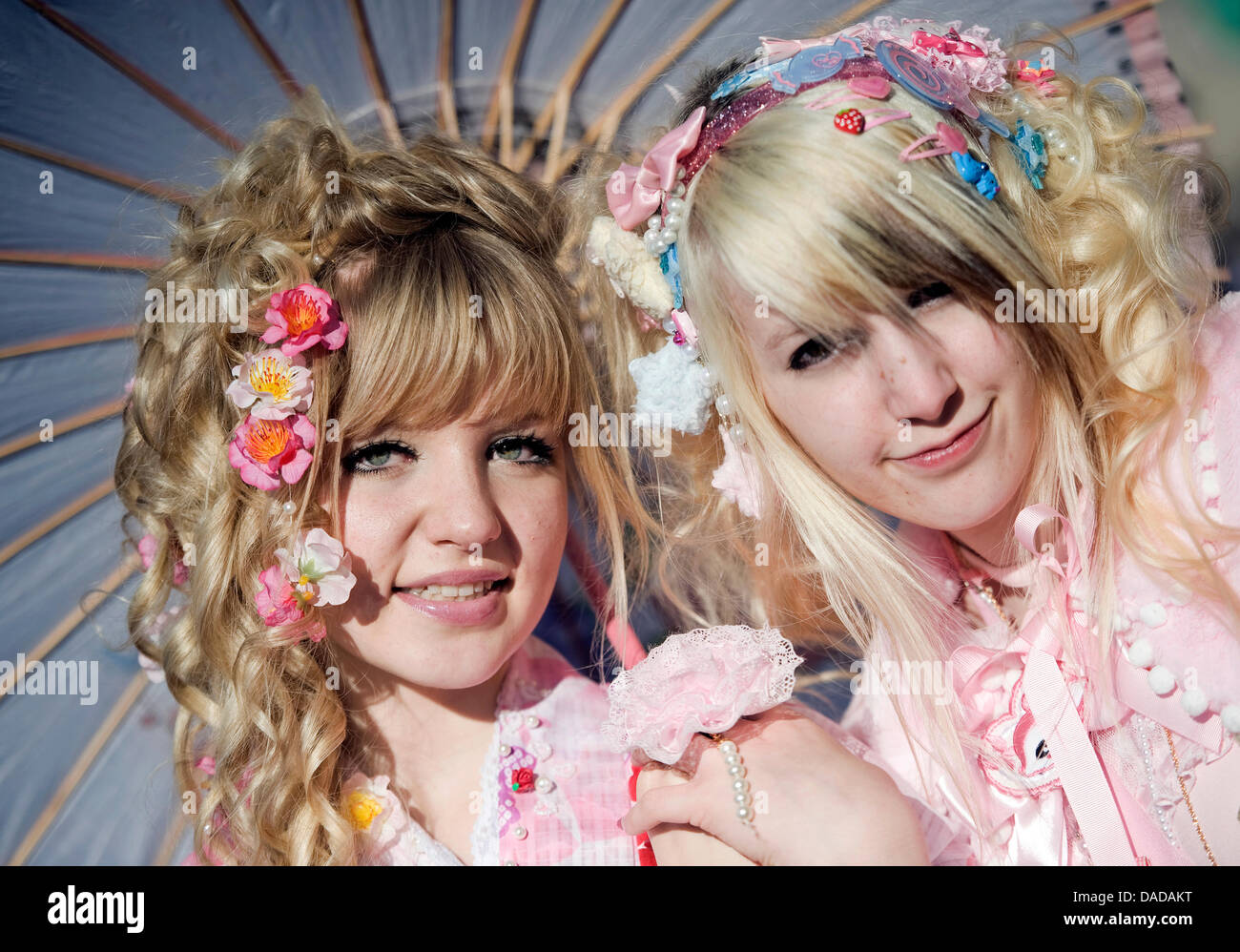 Two costumed manga and anime fans pose for the camera on Japan Day in ...