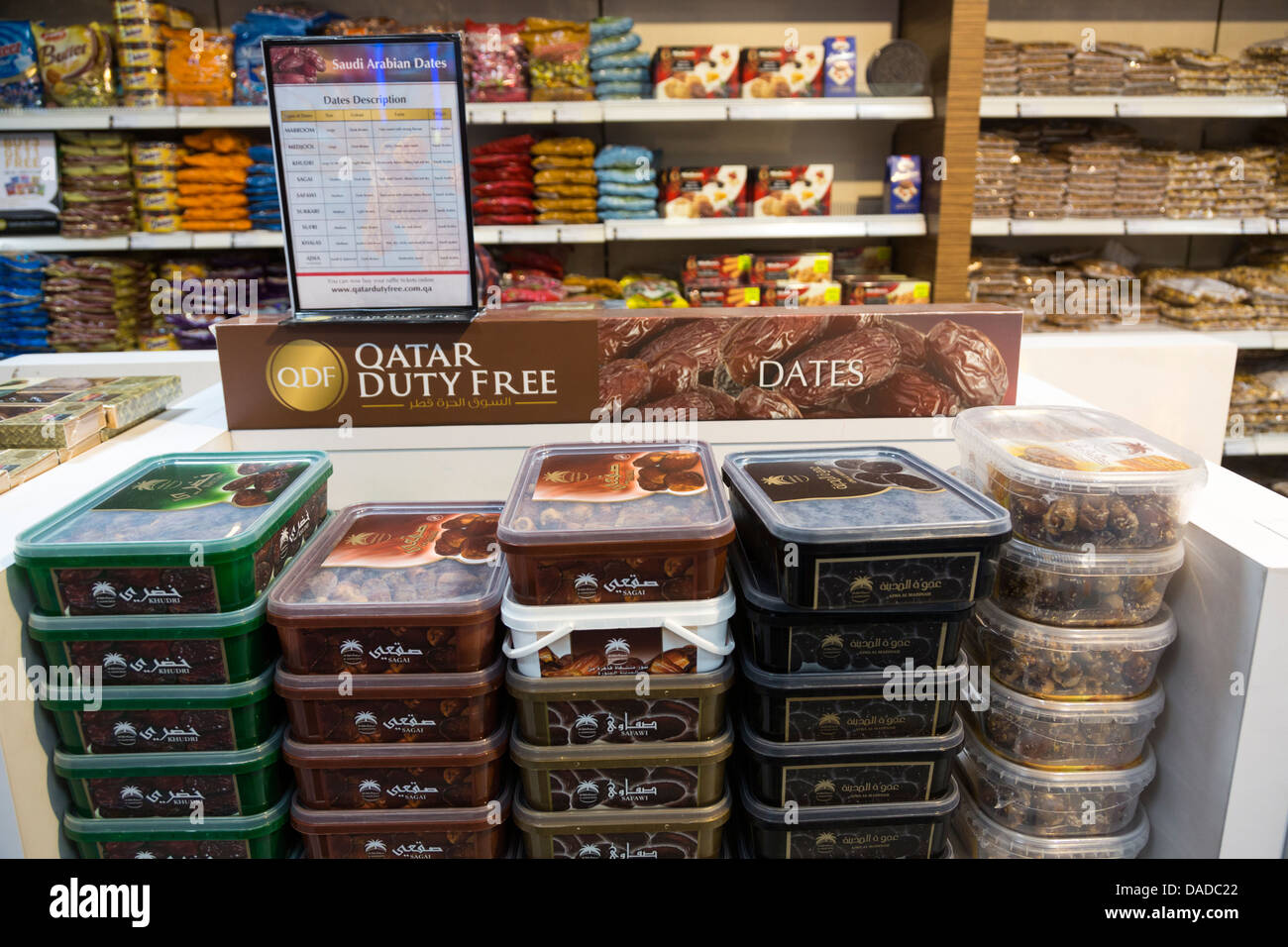 dates for sale, duty free shop, Doha airport, Qatar Stock Photo
