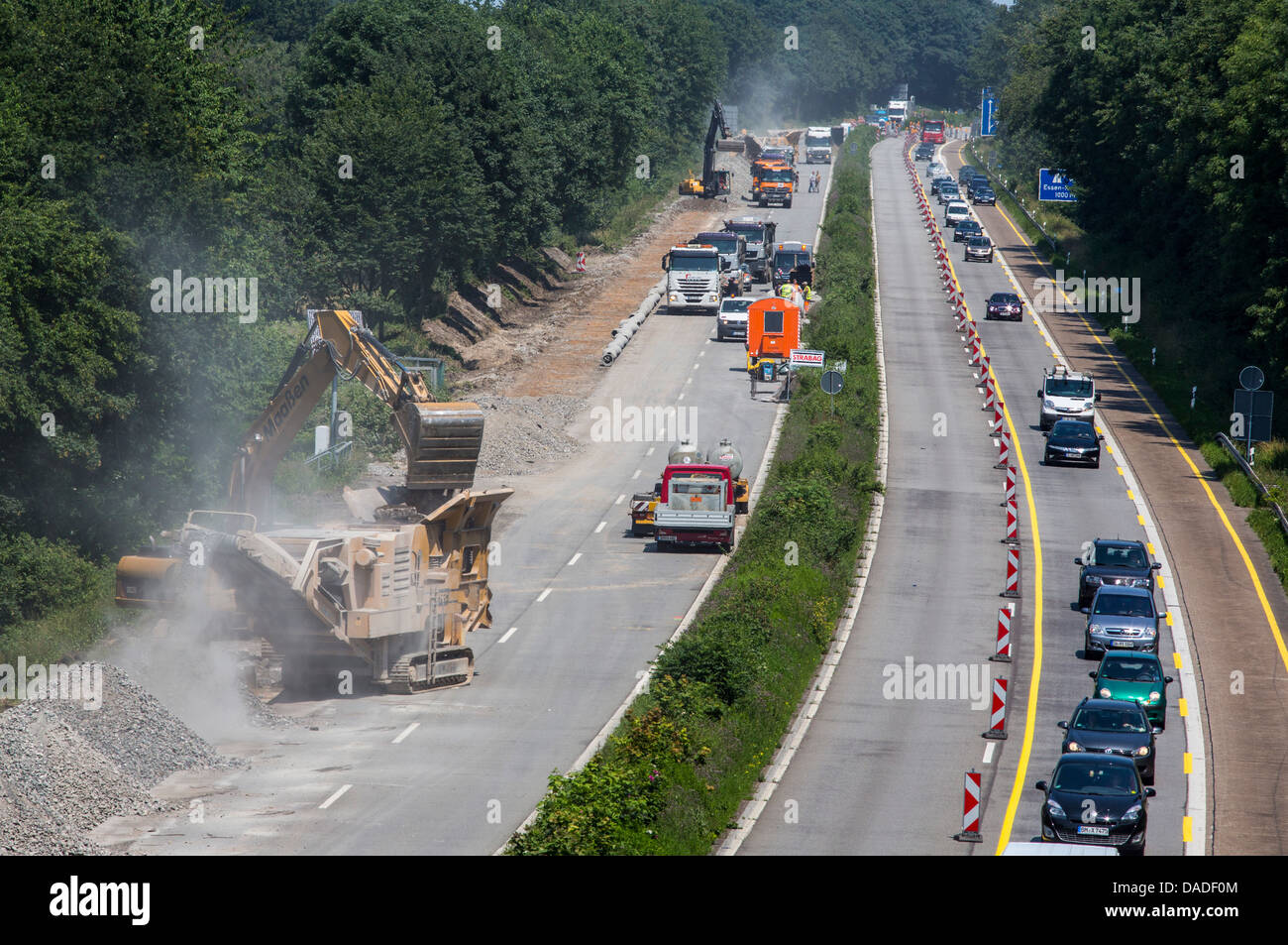 HIghway construction work. A52 German Autobahn, highway. Bridge