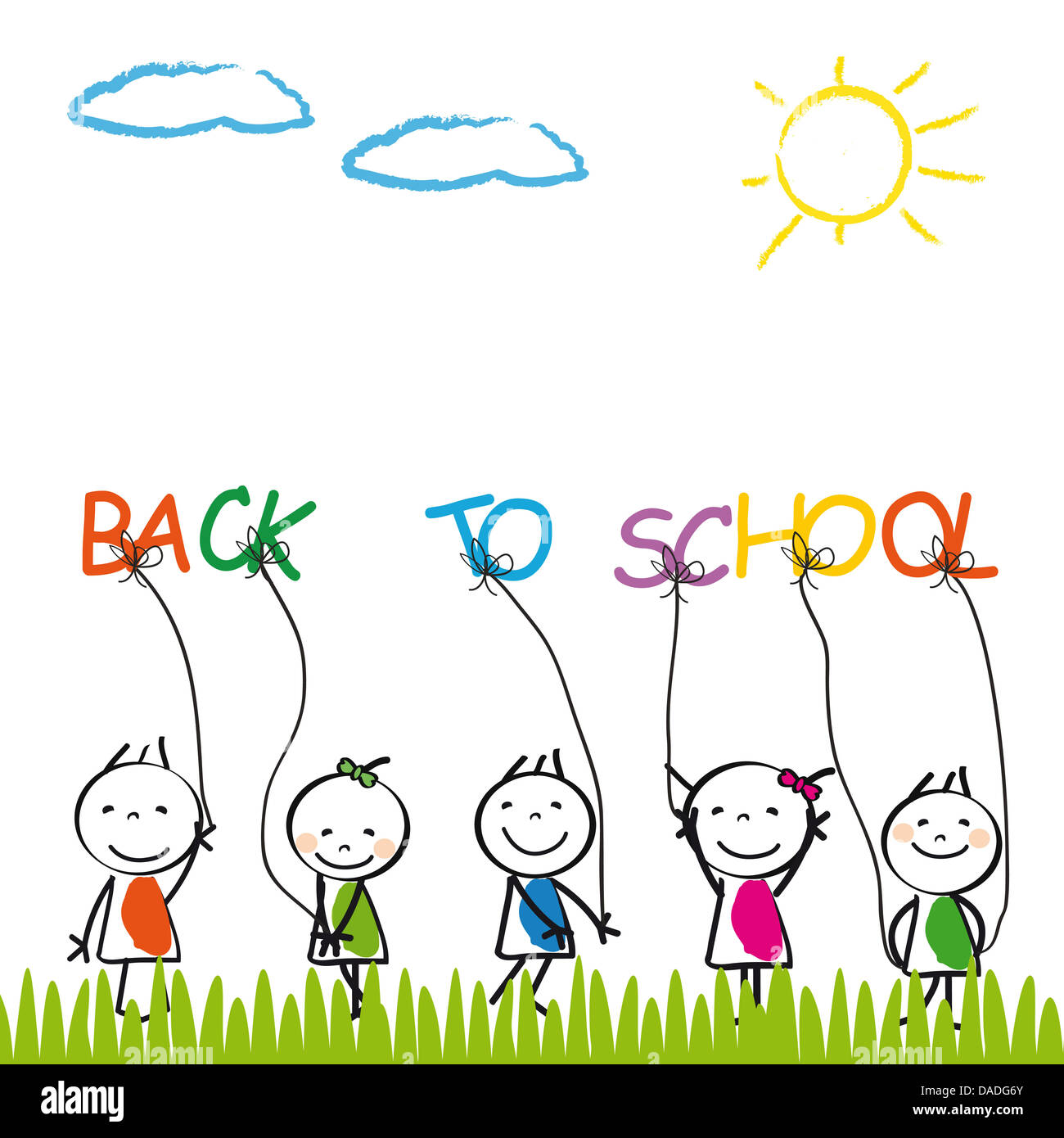 Happy and cute kids back to school Stock Photo - Alamy