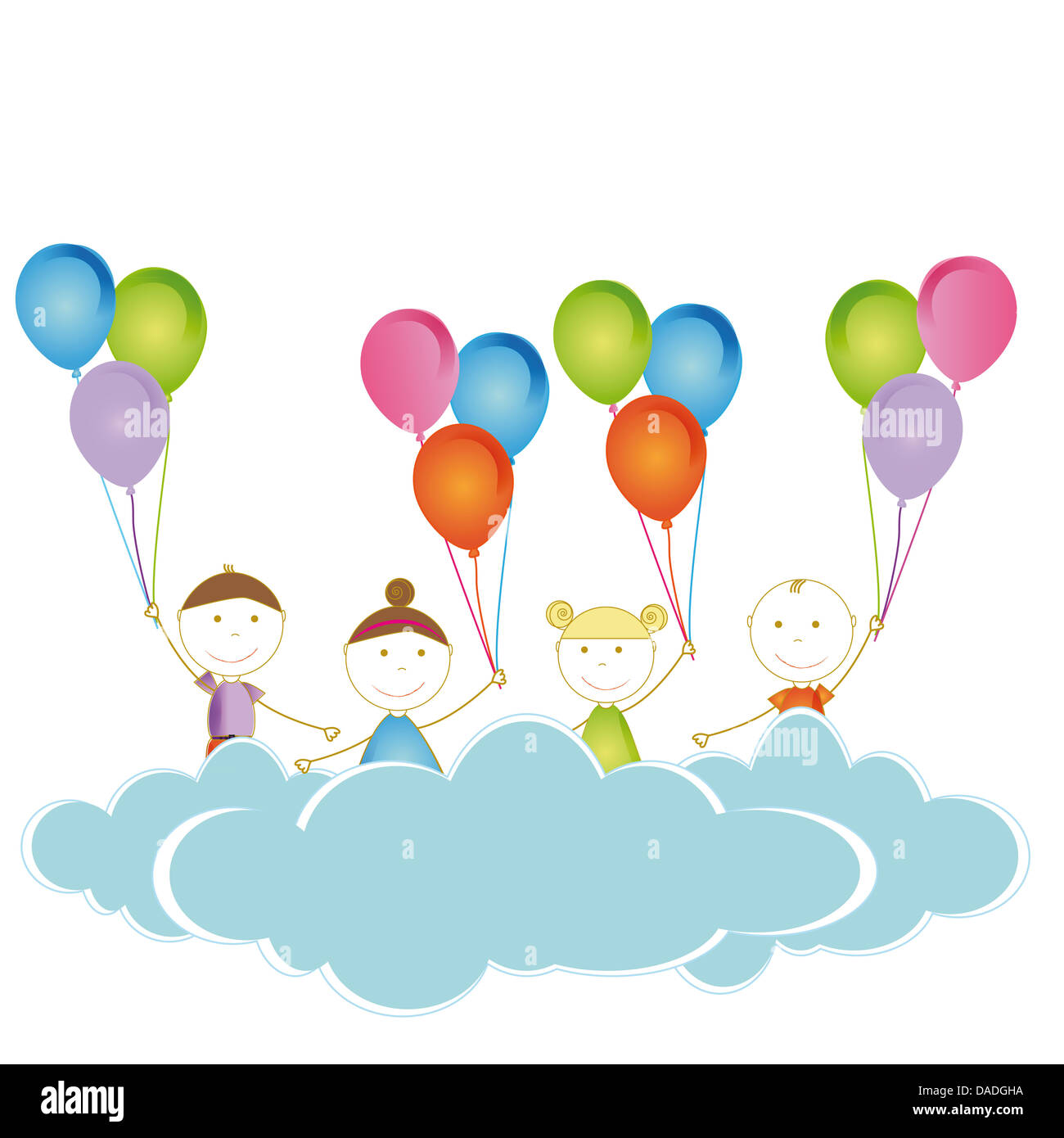 Happy and cute girls and boys with balloons Stock Photo Alamy