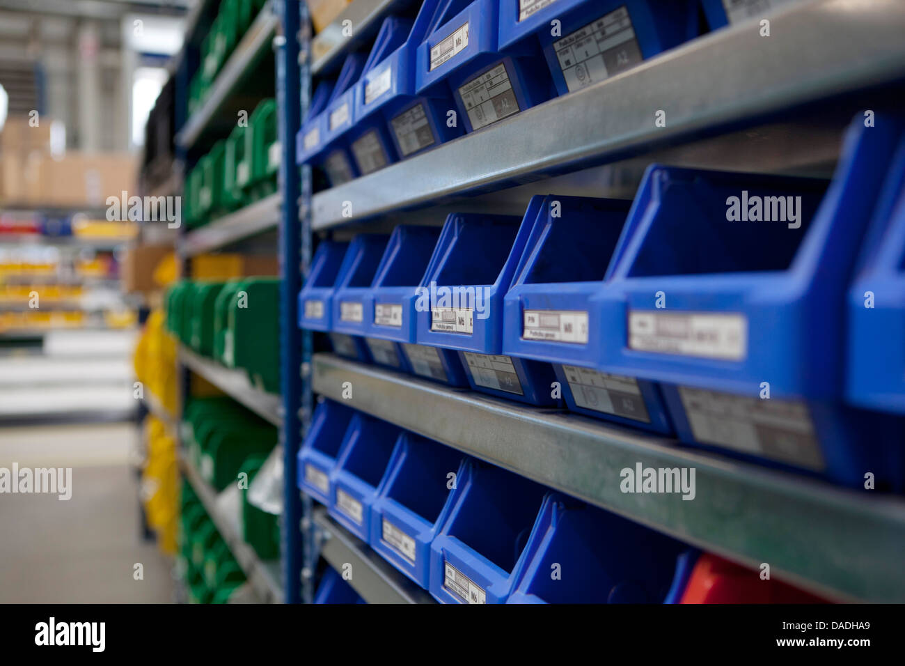 factory stockroom boxes on shelf Stock Photo - Alamy