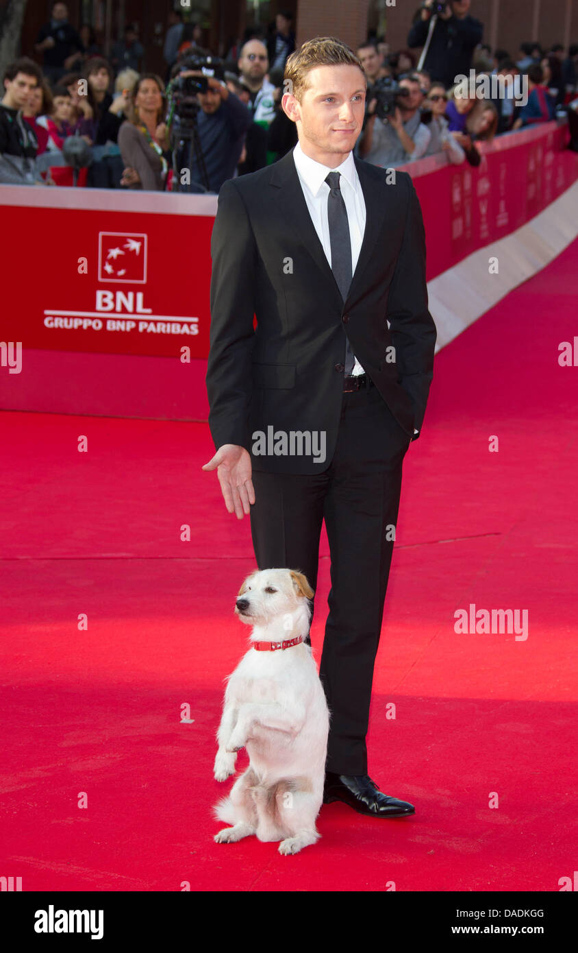Actor Jamie Bell and dog Milou attend the premiere of his new film 'The  Adventures Of Tin Tin' during the 6th International Rome Film Festival at  Auditorium Parco Della Musica in Rome,