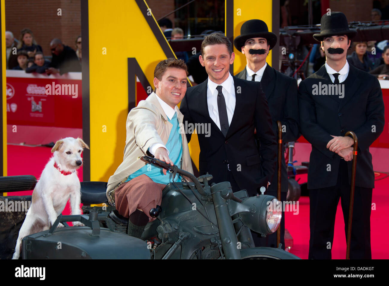 British actor Jamie Bell (3rd from R)and costume characters attend the premiere of his new film 'The Adventures Of Tin Tin' during the 6th International Rome Film Festival at Auditorium Parco Della Musica in Rome, Italy, on 28 October 2011. Photo: Hubert Boesl Stock Photo