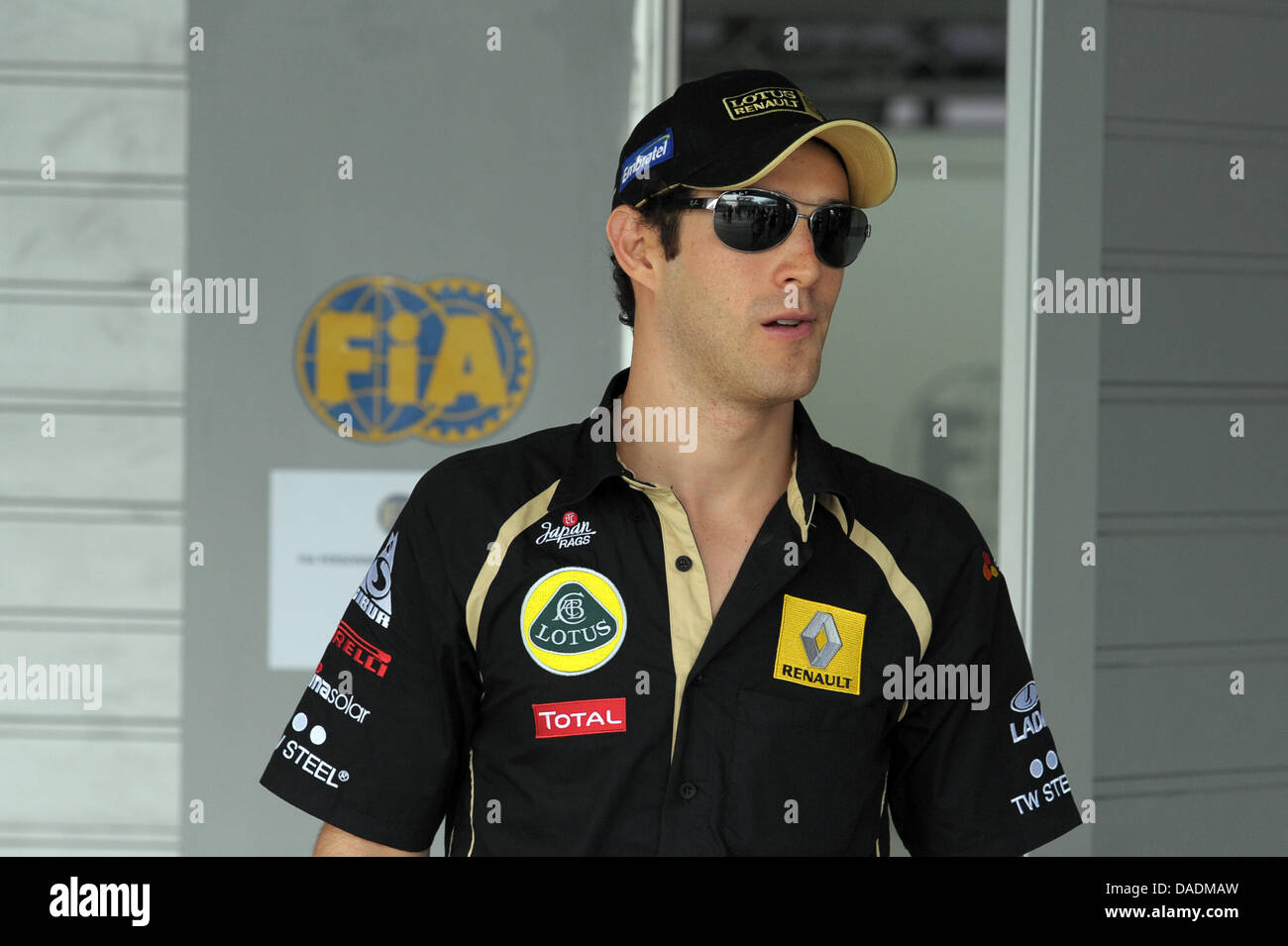 Brazilian Formula One driver Bruno Senna of Lotus Renault returns from