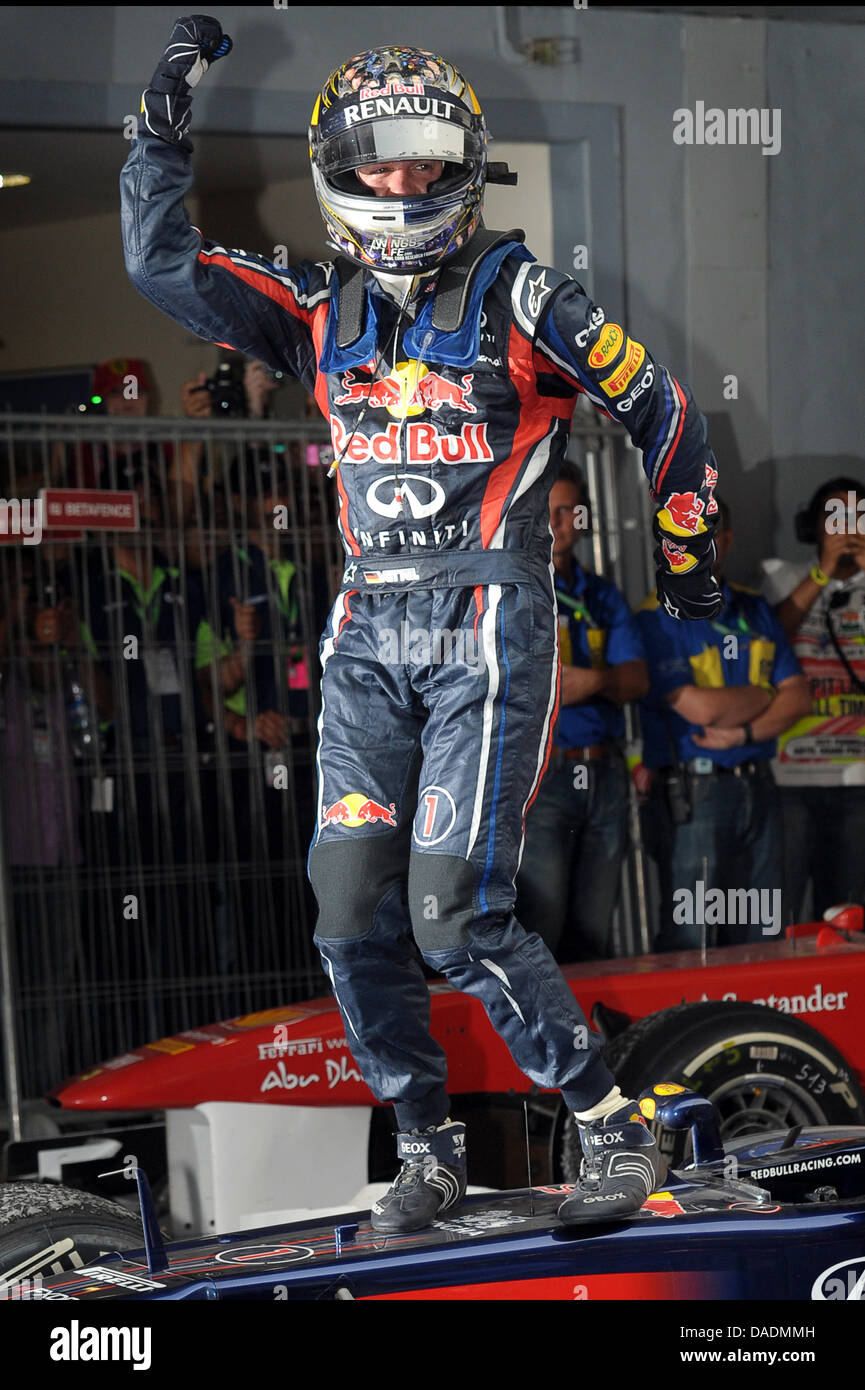 Vettel 2011 German Formula One driver Sebastian Vettel of Red Bull celebrates his ...