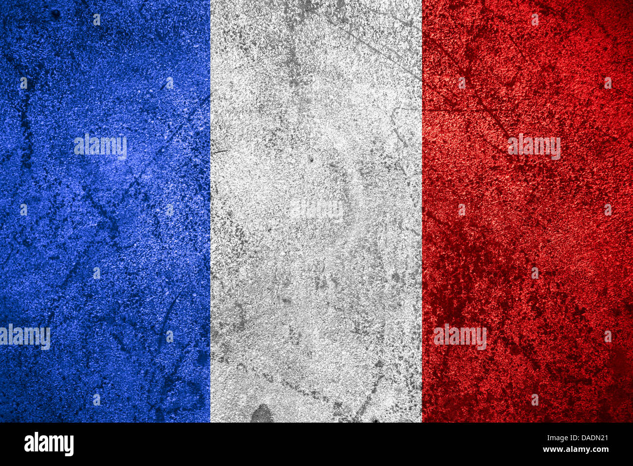 flag of France or French banner on rough metal background Stock Photo