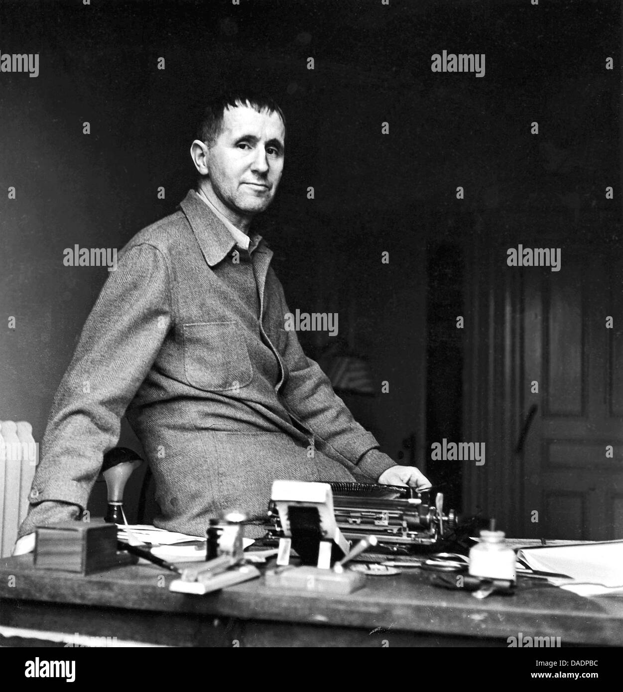 Bertolt Brecht in 1937. Portrait by photographer Fred Stein (1909-1967) who emigrated 1933 from Nazi Germany to France and finally to the USA. Stock Photo