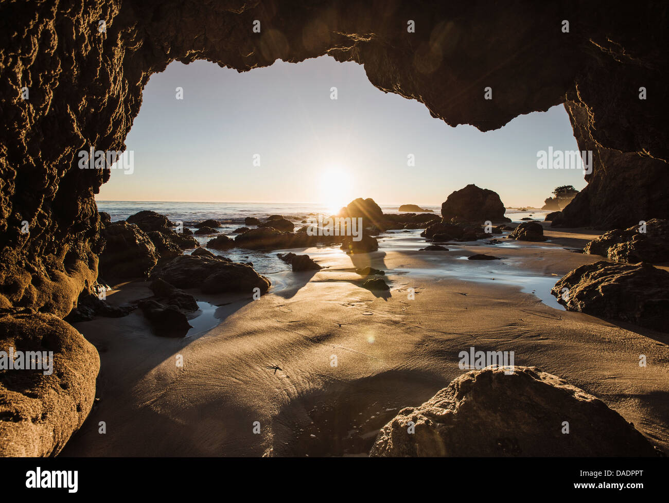 View from cave at El Matador beach, Malibu, California, USA Stock Photo