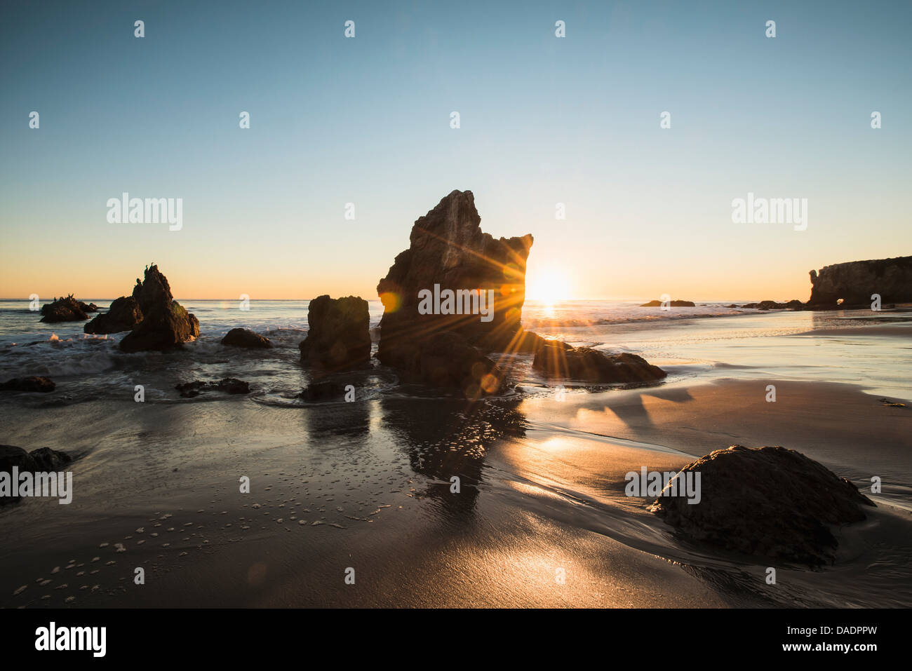Sunset at El Matador beach, Malibu, California, USA Stock Photo