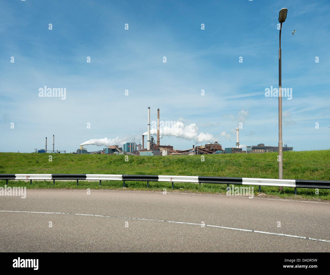 Distant view of steelworks, IJmuiden, Netherlands Stock Photo