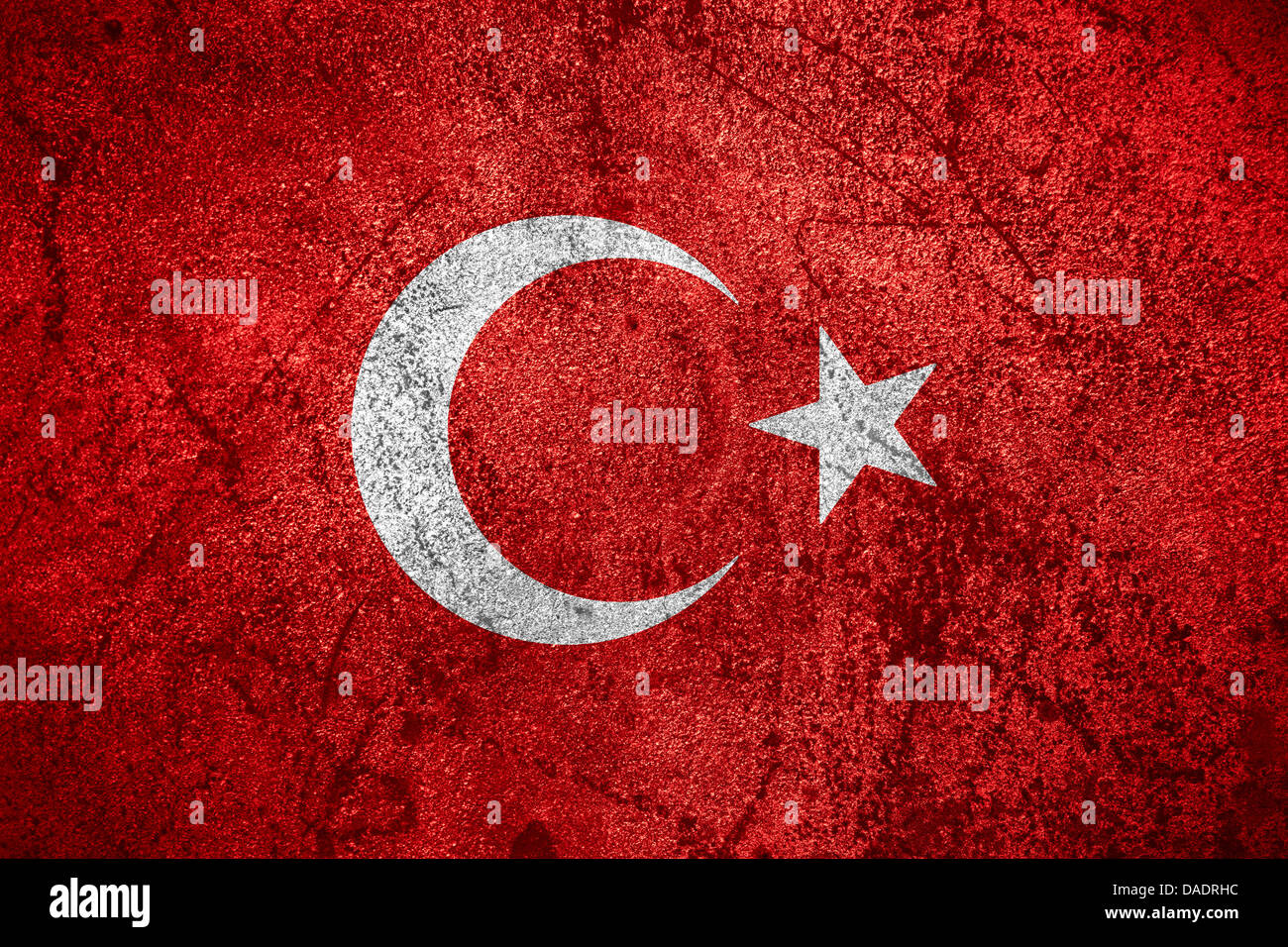 flag of Turkey or Turkish banner on rough metal background Stock Photo