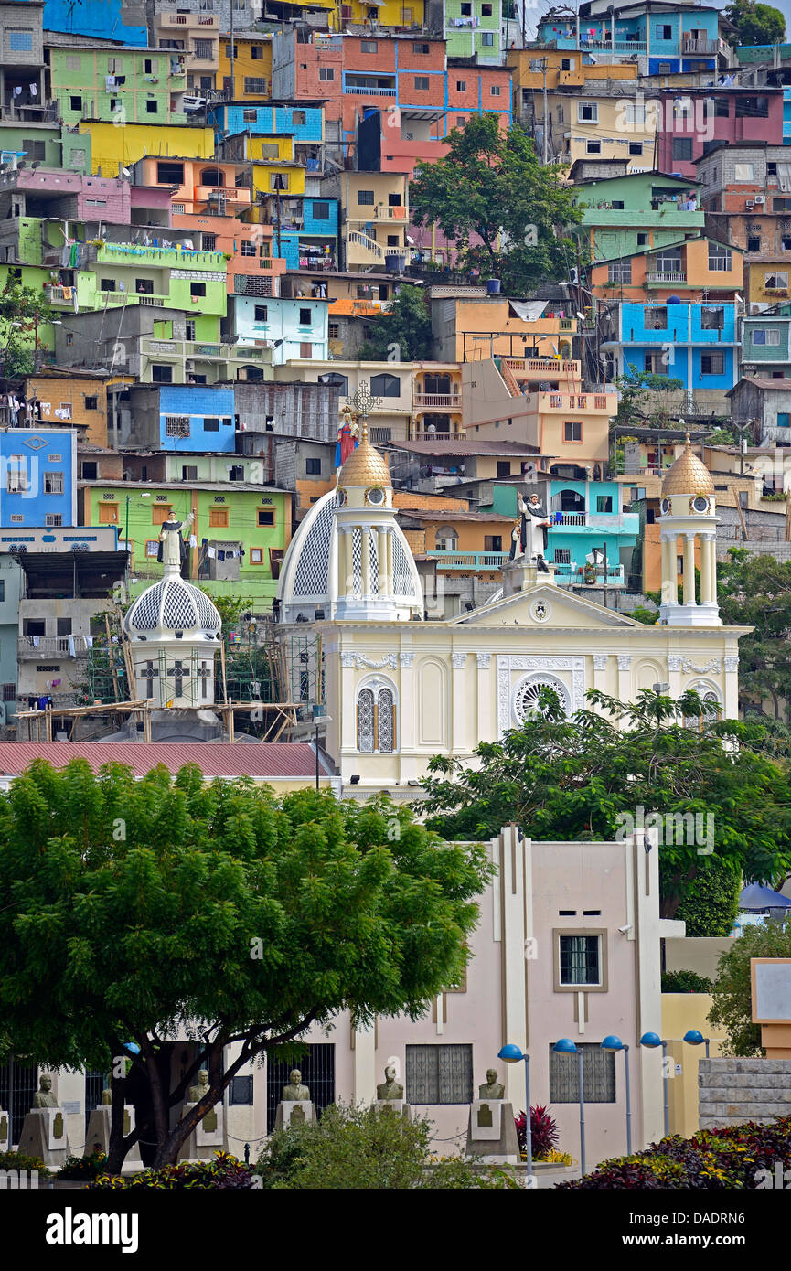 colorful houses in the city, Cerro del Carmen, Ecuador, Guayaquil Stock Photo