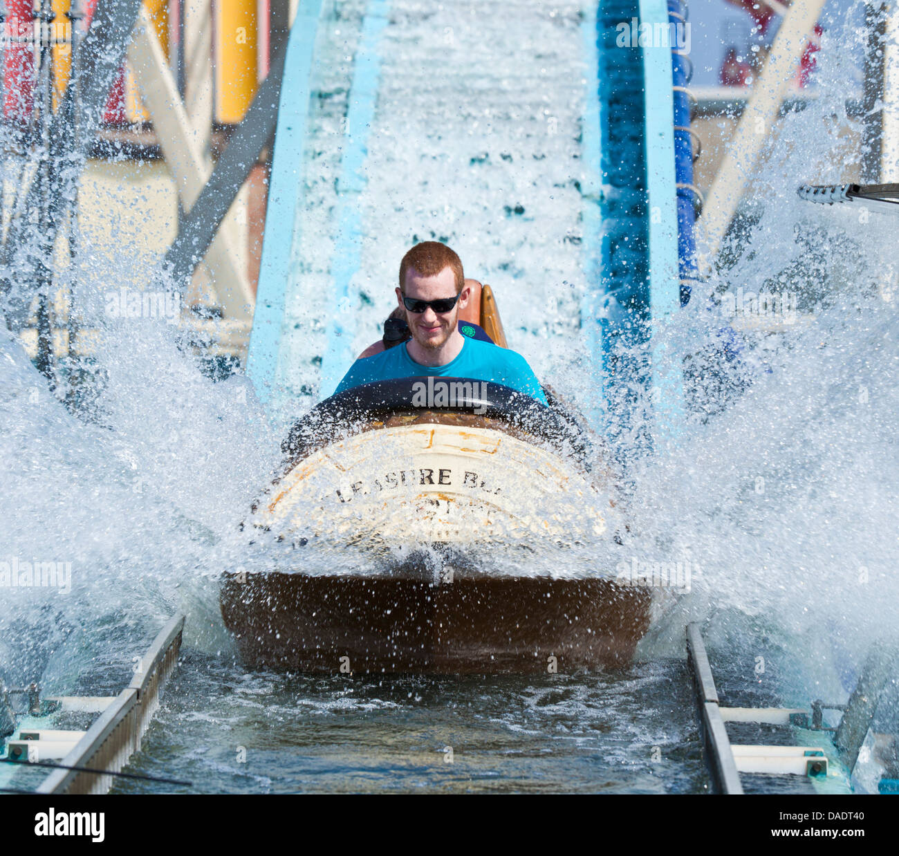 Log Flume Ride at Skegness pleasure beach Skegness Lincolnshire england UK GB EU Europe Stock Photo