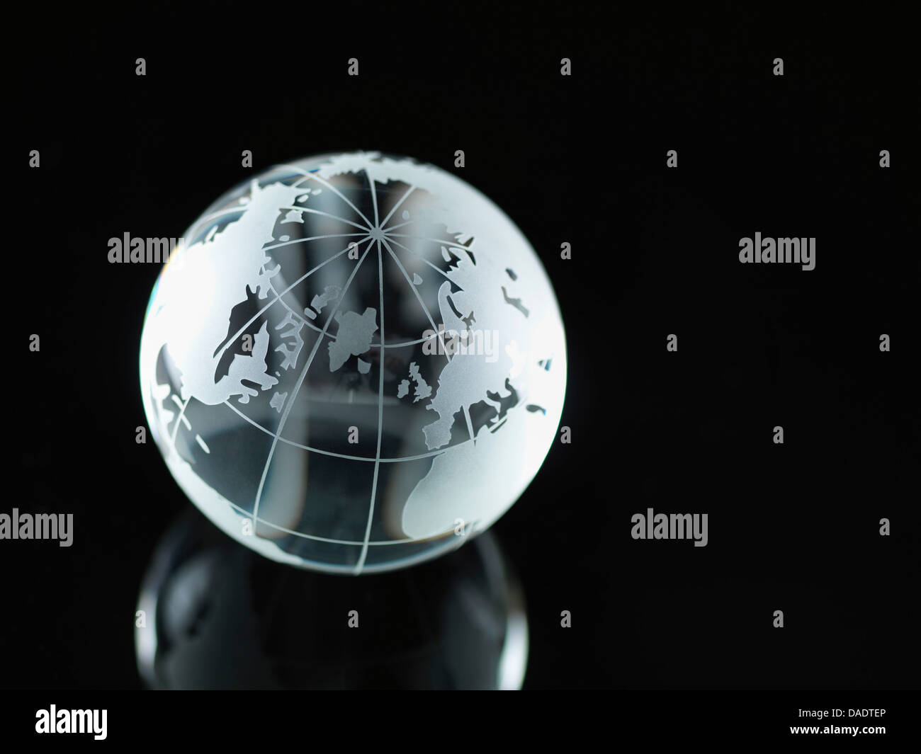 Glass Globe illustrating North America, Europe, Russia and Africa Stock Photo