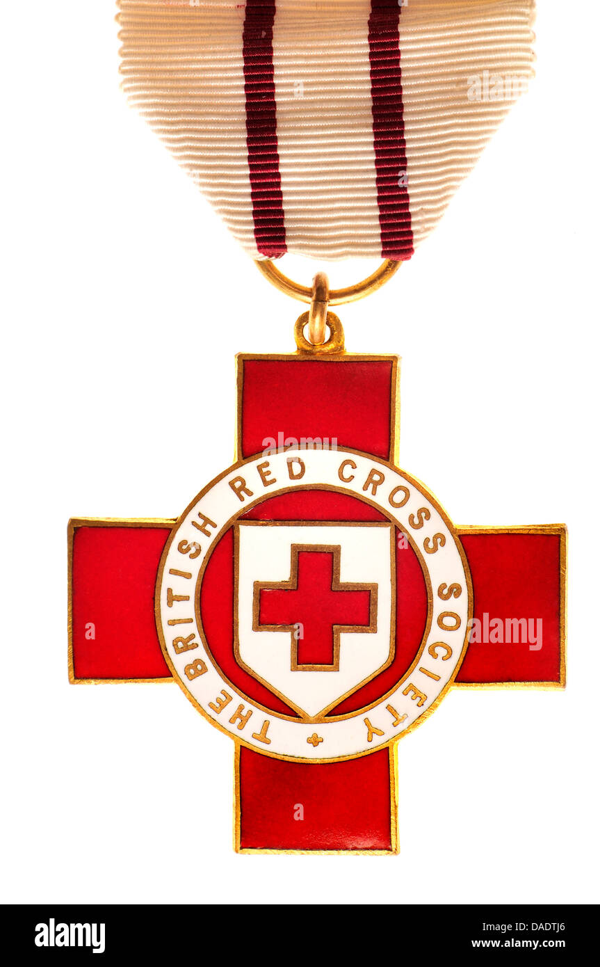 British Red Cross Society Service Badge, for three years efficient service and election to the Society. Stock Photo